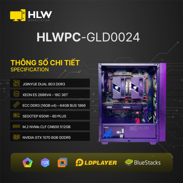 GLD 0024 GIẢ LẬP DUAL (CPU 2686V4 x RAM 64GB x 1070)
